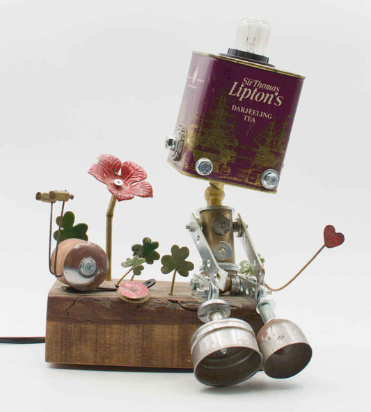 Robot lampada da tavolo stile "ROMANTICO" snodabile fatta a mano