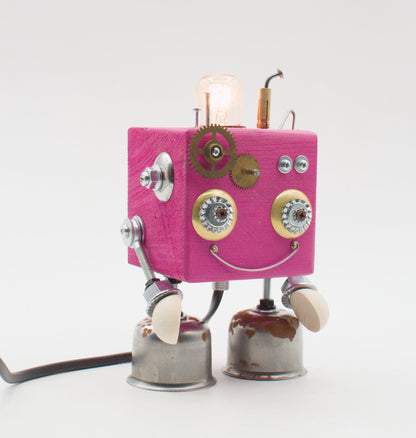 Robot table lamp "CUBOT" handmade bedside lamp