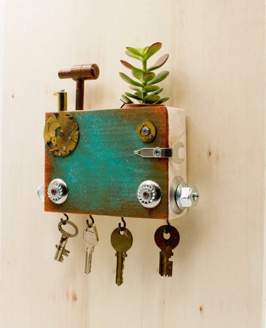 PORTACHIAVI da parete scultura robot fatto a mano