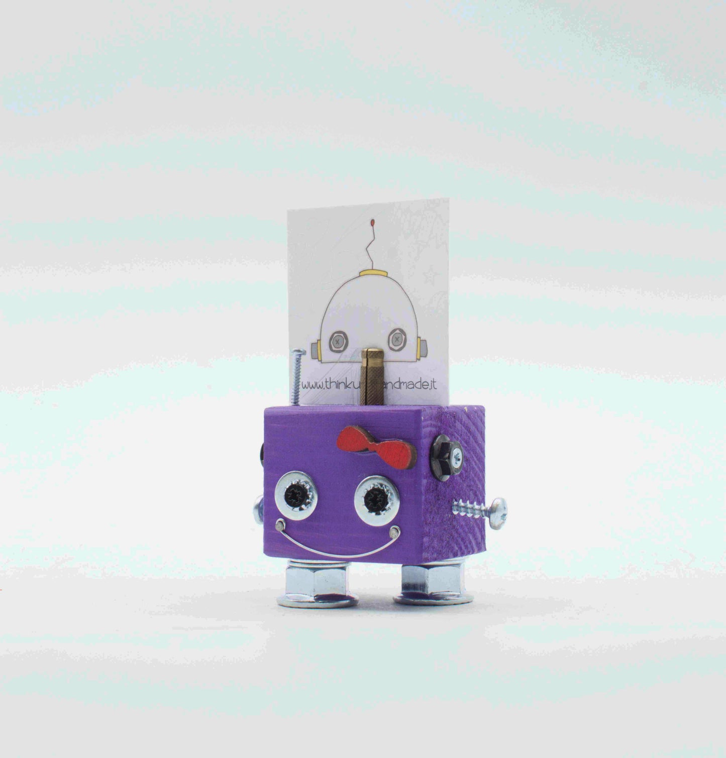 Robot table photo holder. Handmade place card holder.