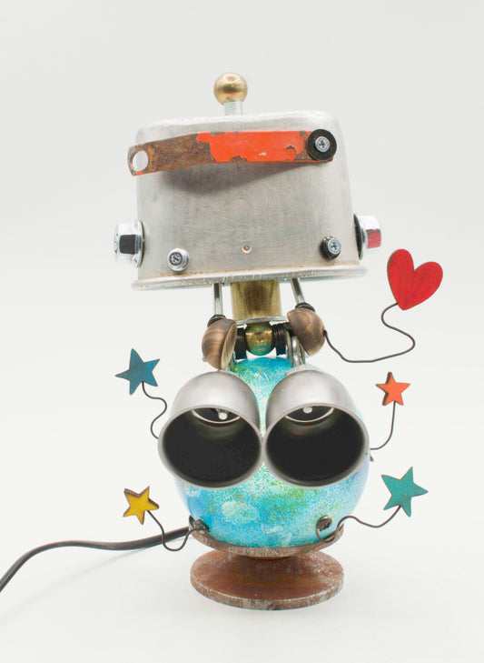 Robot lampada da tavolo stile "PIANETA" fatta a mano