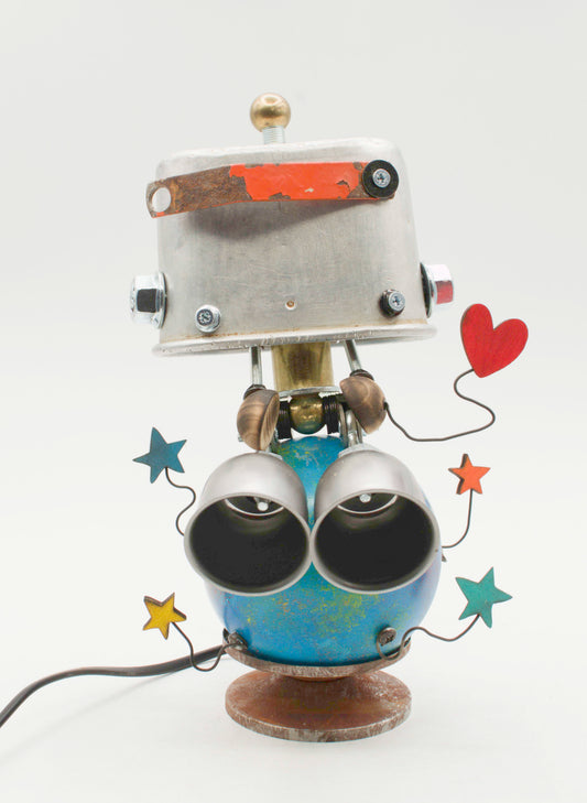 Robot lampada da tavolo stile "PIANETA" fatta a mano
