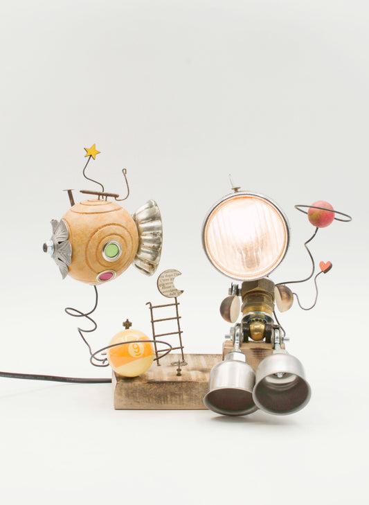 Robot lampada da tavolo stile "ROMANTICO" fatta a mano