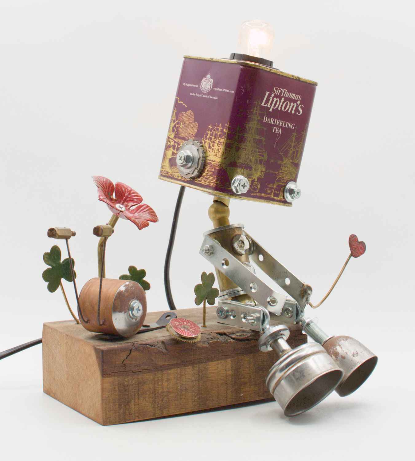 Robot lampada da tavolo stile "ROMANTICO" snodabile fatta a mano